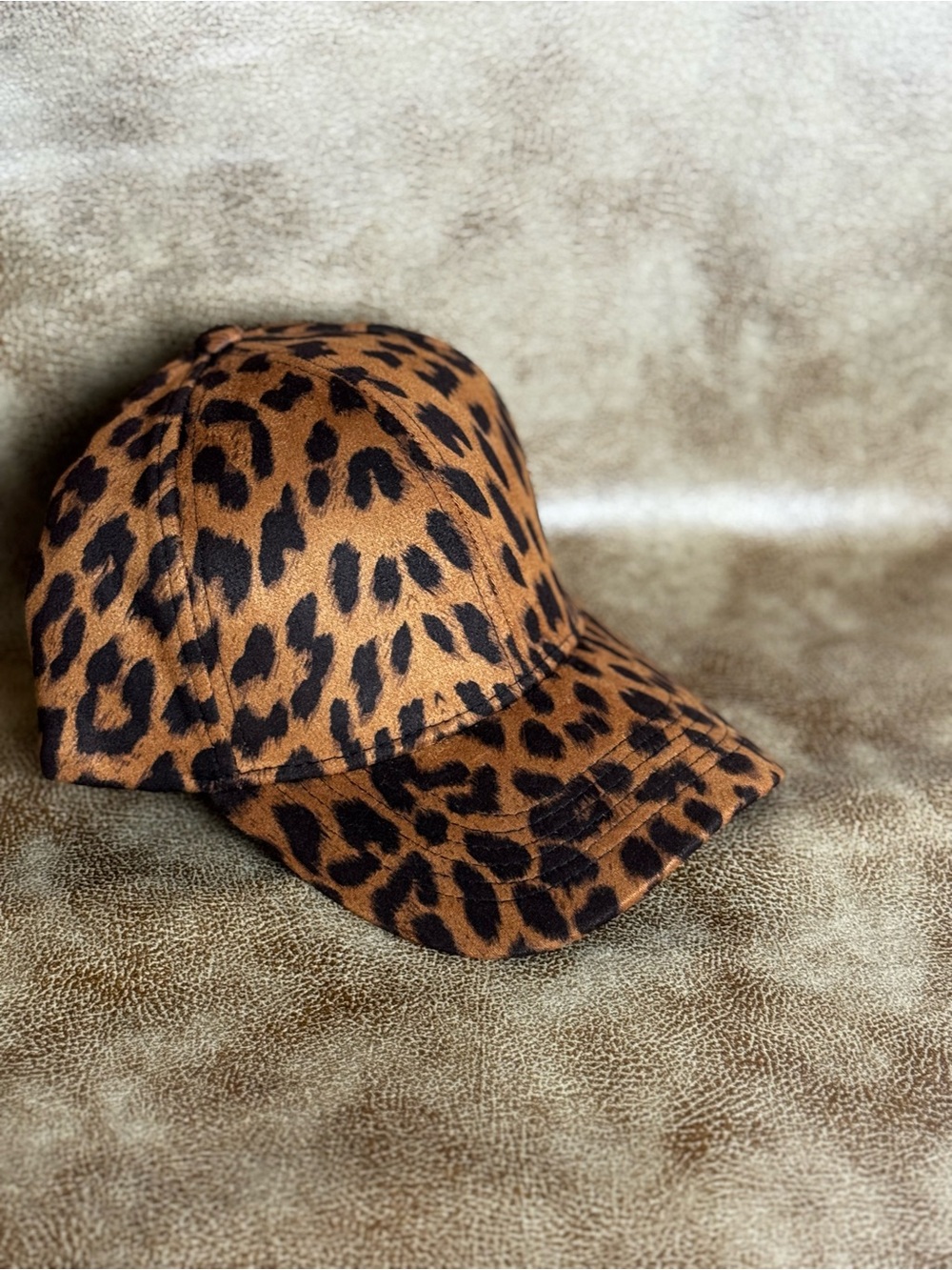Leopard Print Faux Suede Baseball Cap | Adjustable Animal Print Hat